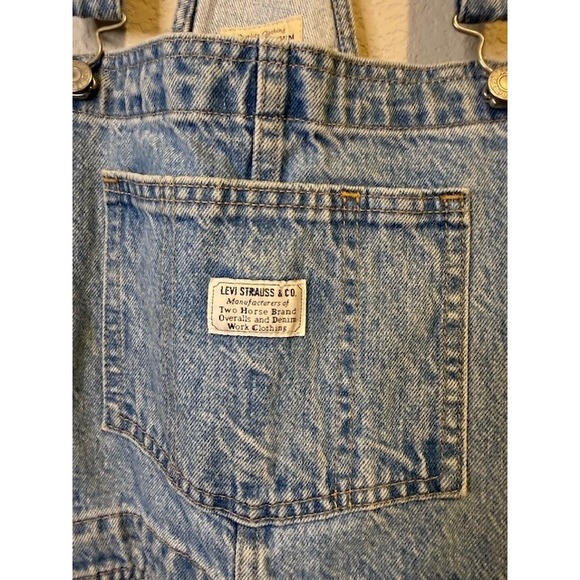 Levis Denim Overalls Light Wash Two Horse Brand Workwear Dungarees Blue Sz M - Picture 3 of 11